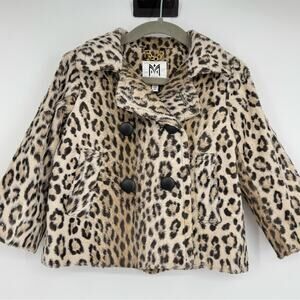 Milly Minis Girl's Animal Print Faux Fur‎ Coat Size 2